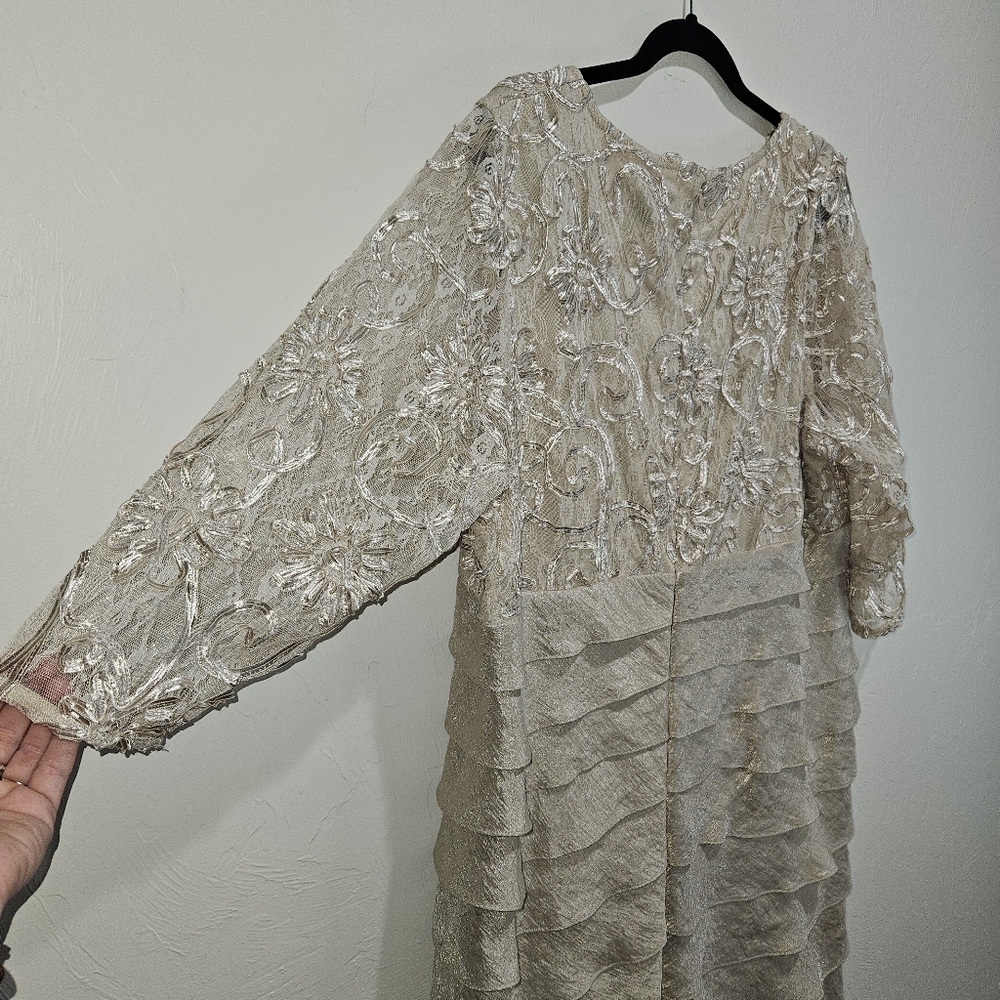 Dress Jessica Howard Elegant Lace Beige Ruffle Beautiful Women's Plus Size 2X - Picture 8 of 16